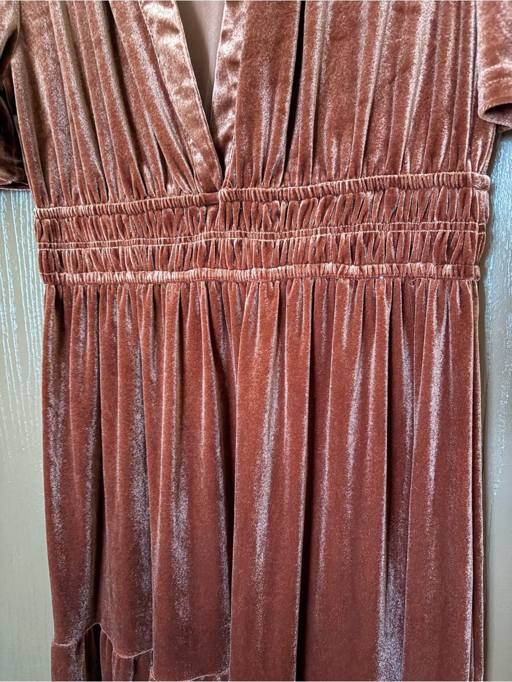 Baltic Born Rust Velvet V-Neck Maxi Dress - Picture 4 of 5